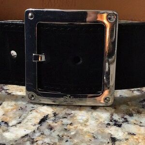 Lauren Ralph Lauren Black Suede and Silver Belt 41”